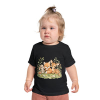 Woodland Baby Animals Baby Short Sleeve T-Shirt | Fox Rabbit Deer, Moon Bear Back