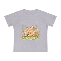 Woodland Baby Animals Baby Short Sleeve T-Shirt | Fox Rabbit Deer, Moon Bear Back