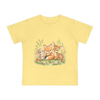 Woodland Baby Animals Baby Short Sleeve T-Shirt | Fox Rabbit Deer, Moon Bear Back