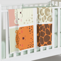 Safari Animal Patches Baby Swaddle Blanket | Tiger Leopard Giraffe Cub Pattern