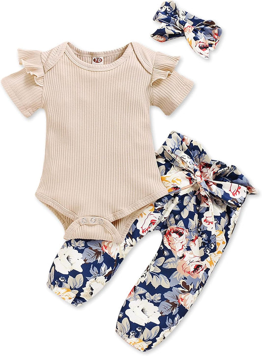 Infant Baby Girl Clothes Newborn Girl Outfit Long Sleeve Romper Pants Set Cute Baby Clothes for Girls Fall/Winter