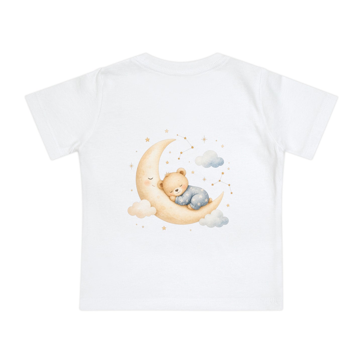 Woodland Baby Animals Baby Short Sleeve T-Shirt | Fox Rabbit Deer, Moon Bear Back
