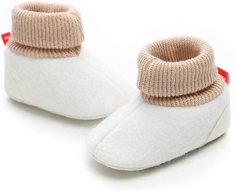 Baby Boy Girl Winter Booties Newborn Cozy Warm Socks Cartoon Fleece Footwear Non-Slip Soft Sole Crib Shoes for Toddler First Walkers